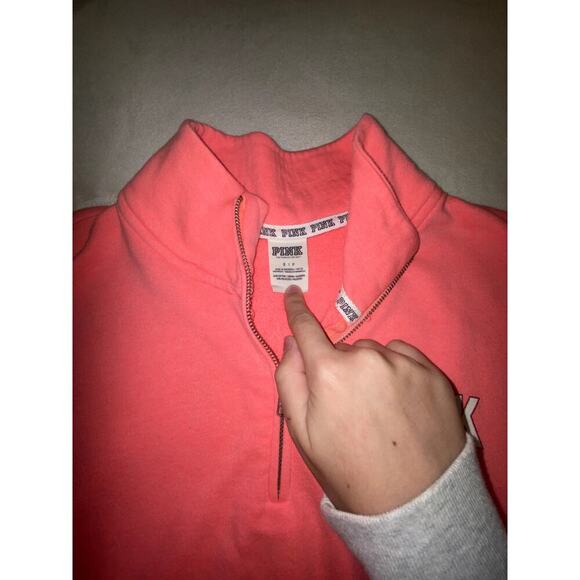 Vintage Victoria Secret PINK Quarterzip Varsity Pullover Sweatshirt Size Small - Picture 4 of 5